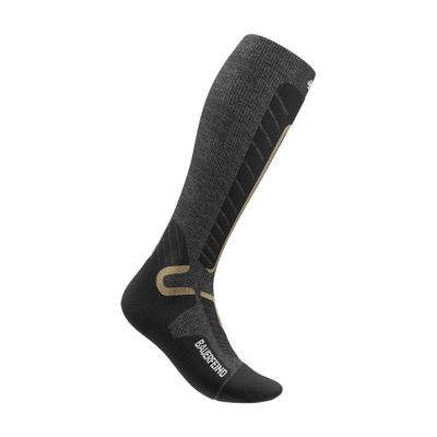 Sportsocken BAUERFEIND "SKI ALPINE COMPRESSION SOCKS", Herren, Gr. 42-45, grau (grau, s), Obermaterial: 66% Polyamid, 29% Wolle, 5% Elasthan, Socken Sportsocken, mit Merinowolle, atmungsaktiv, langlebig