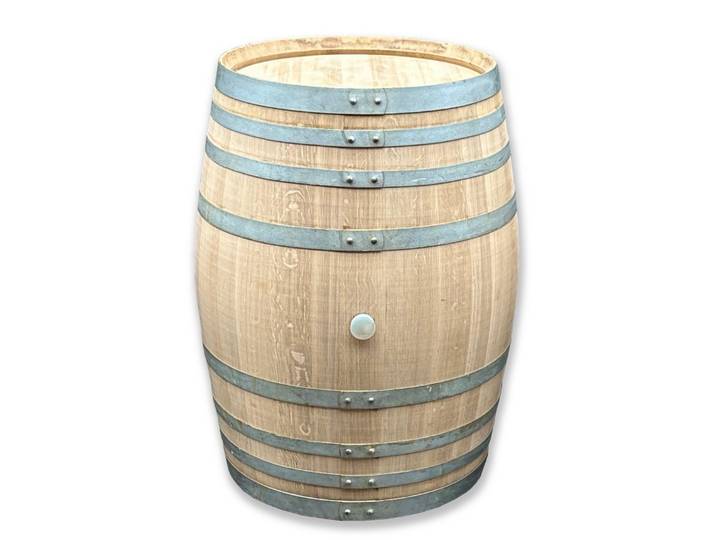 Temesso Stehtisch 300L GESCHLIFFENES Weinfass mit silbernen Ringen als Stehtisch, Deko