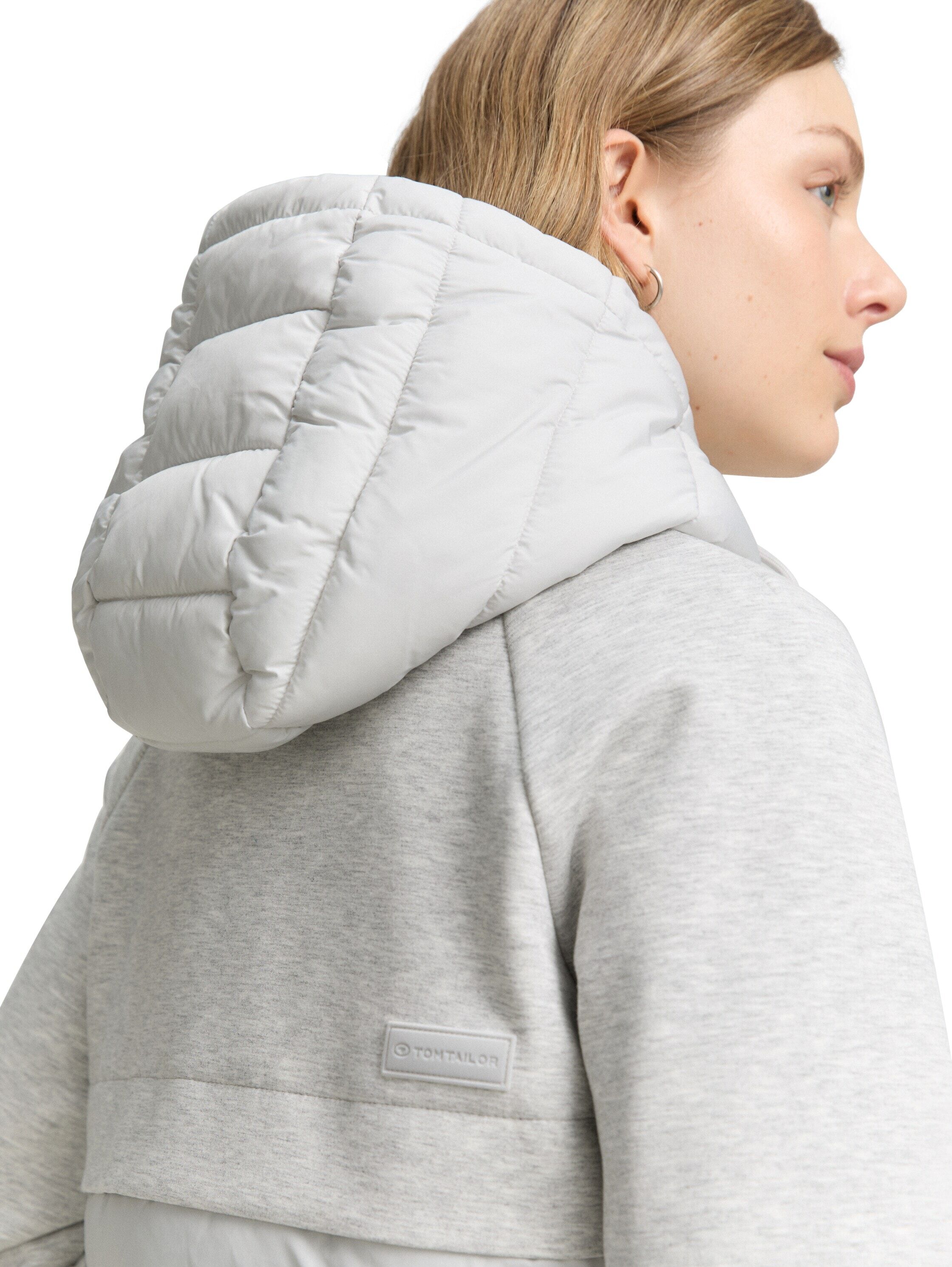 Steppjacke TOM TAILOR, Damen, Gr. L, grau (rough grau), Steppware, Obermaterial: 100% Polyester. Futter: 100% Polyester, unifarben, regular fit taillenbedeckt, Jacken Steppjacke, mit Kapuze rough grau L