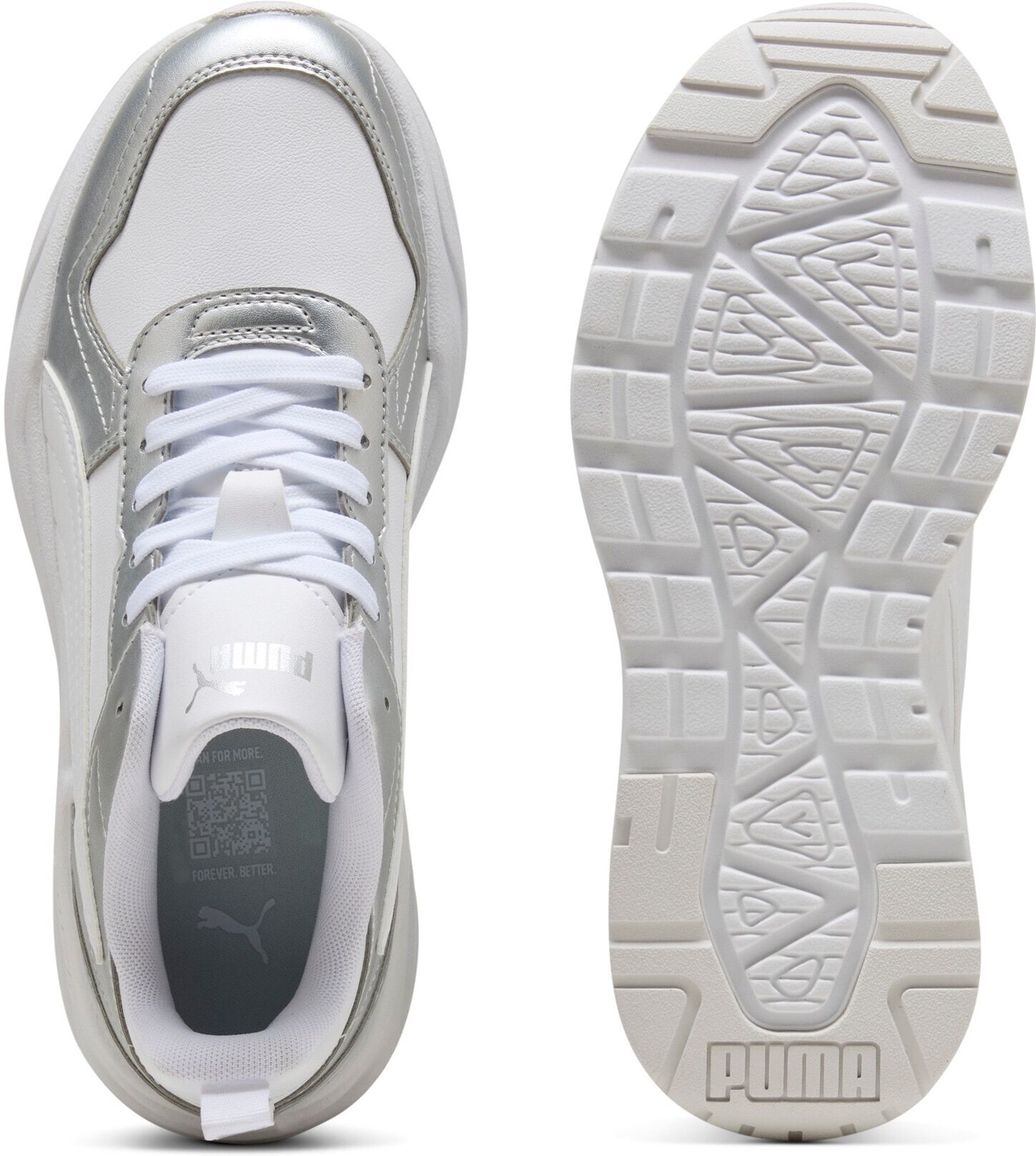 Sneaker PUMA "TRINITY 2 LT METALLIC GLAM", Damen, Gr. 36, Textil, silber (puma weiß, puma silber), Synthetik, Schuhe Sneaker puma weiß, puma silber 36, Textil