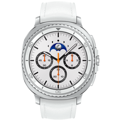 Samsung Galaxy Watch 8 Classic Silber (Weißes Armband)