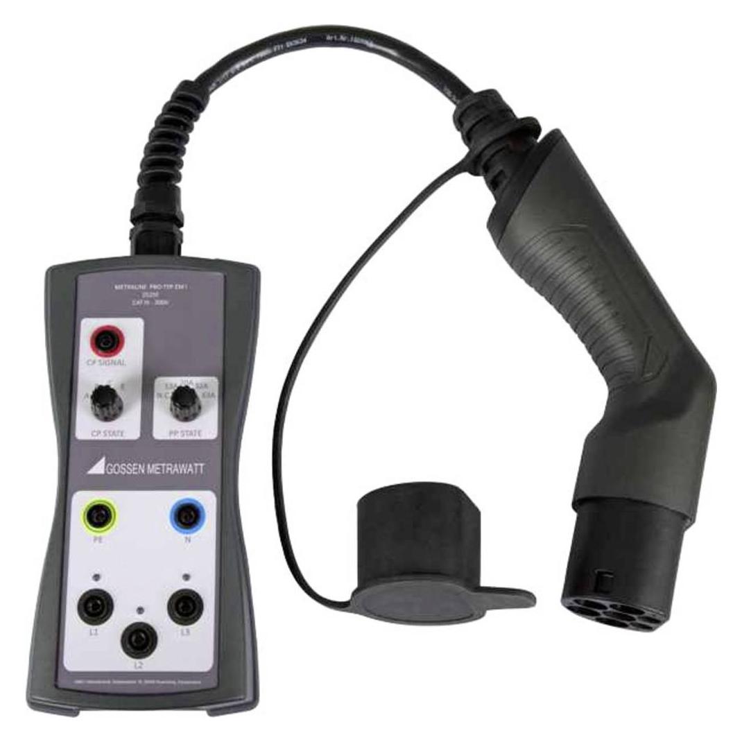 Gossen Adapterstecker METRALINE PRO TYP EM II 1 und 3 phasiger Prüfadapter zum Prüfen von E Ladepunkten S (Z525G)