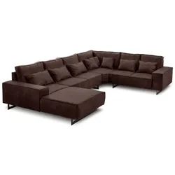 filippo Wohnlandschaft Antwerp Mikrofaser Braun Dunkelbraun 373 cm