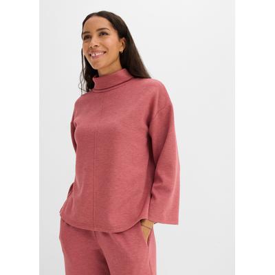 Sweatshirt BONPRIX, Damen, Gr. 40/42 (M), rauchkirsche meliert, Obermaterial: 48% Polyester, 48% Viskose, 4% Elasthan, lässig geschnitten, Sweatshirts Sweatshirt, mit hohem Stehkragen, in Soft-Touch Qualität, lässig geschnitten
