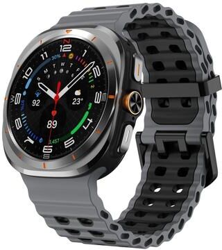 Everyday Crate Samsung Galaxy Watch Ultra 47mm Silicone Watch Band Ocean Dual Color Breathable Replacement Strap black