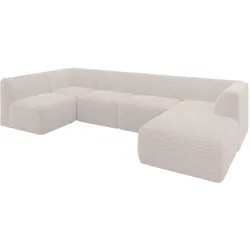 WOHNLANDSCHAFT Ottomane Rechts MOVA 345x180x78 Creme Cord