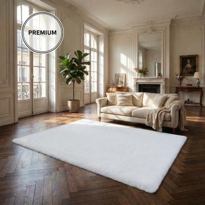 Fellteppich OTTO HOME "Balu, in Standard- und Premium-Qualität, 20 mm oder 38 mm Höhe", weiß, B:180cm L:180cm, Polyester, Teppiche, Fellteppich, Kaninchenfell-Haptik, kuschelig, weich, Kunstfellteppich, Wohnzimmer