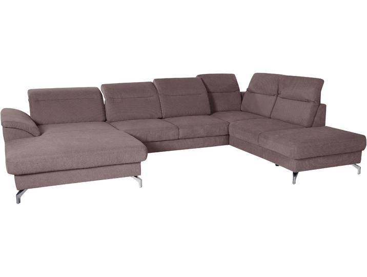 Wohnlandschaft, Lila, 343x235 cm, Luxus-Microfaser, Sitztiefenverstellung, Modern, sit&more
