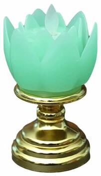 Uplift Treasures LED Lotus Prayer Candle Lamp Battery Operated green