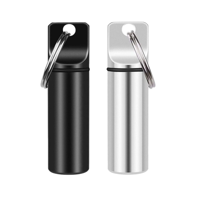Portable Aluminum Waterproof Pill Box With Keychain For Fish Oils & Vitamins Sealed Storage For Daily Supplements bright Red