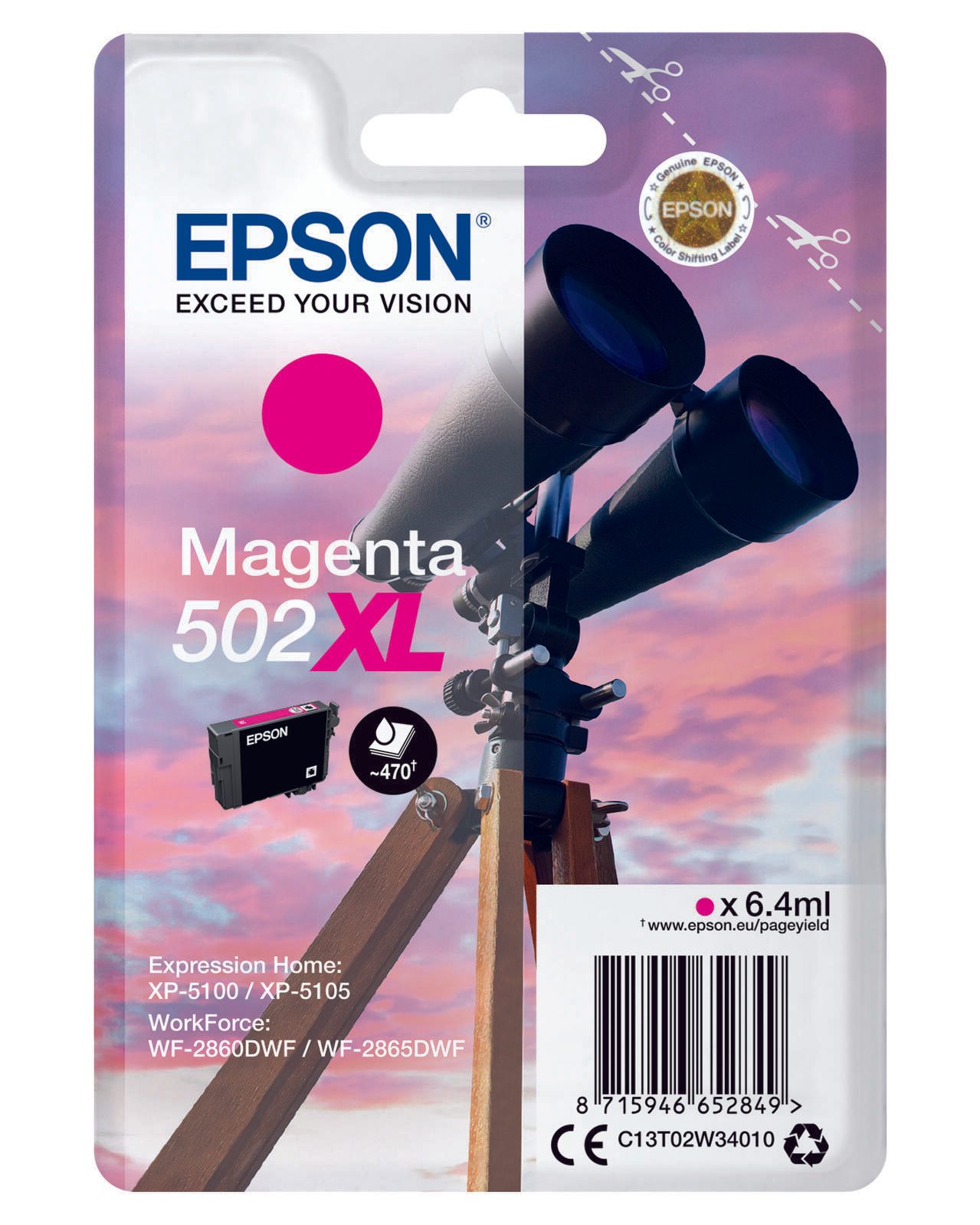 Epson Original 502XL Fernglas Druckerpatrone - magenta (C13T02W34010)
