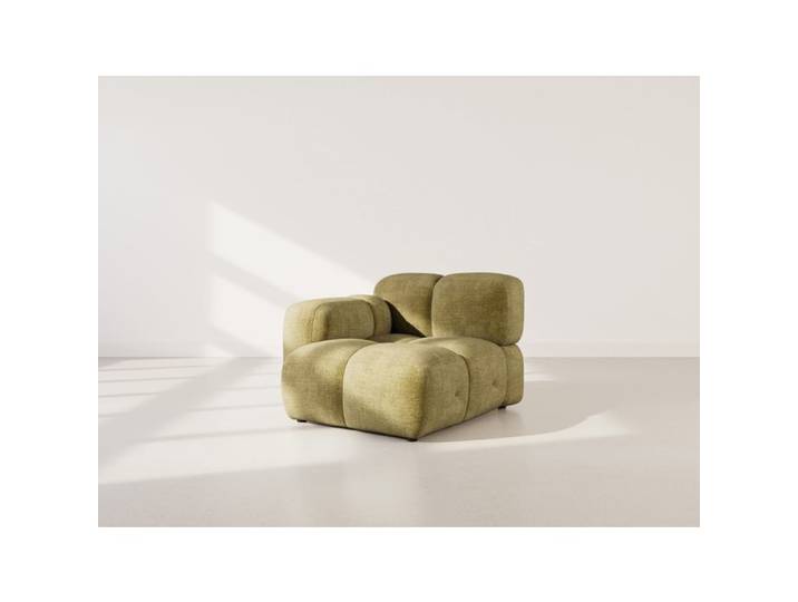 Grace - module d'assise gauche en velours texturé - Vert Olive
