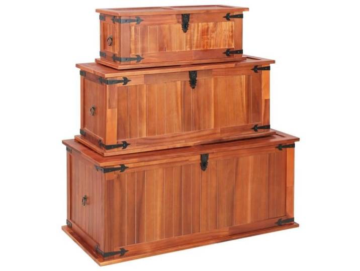 Coffres de rangement 3 pcs Bois d'acacia solide 247243