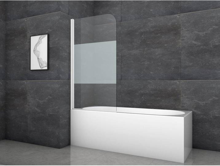 Badewannenfaltwand MARWELL White Glow - 1-flg.140x80cm - Duschwand für Badewanne weiß - Duschabtrennung