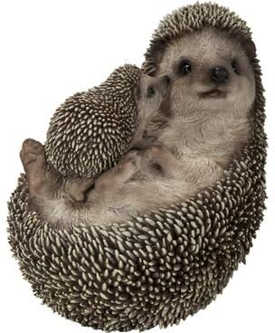 Hi-Line Gift Mother & Baby Hedgehogs On Back - Ultra Realistic Garden Statue
