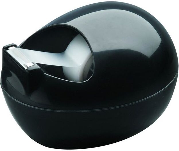 SCOTCH Karim Rashid-designad skrivbordstejphållare, C36, stenformad, svart, + Magic™ osynlig kontorstejp, 1 rulle, 19 mm x 7,5 m, genomskinlig