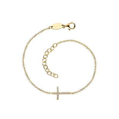 Silberarmband ENGELSRUFER "Armband Armkette Kreuz", gold (gelbgoldfarben, kristallweiß, kristallweiß), Armbänder, Damen, 20cm, Silber 925 (Sterlingsilber), Silberarmband, mit Zirkonia (synth.)