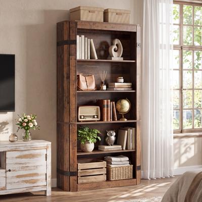 YUZHOU "70.9"" Tall Farmhouse Storage Shelving Unit, Open Display Rack with Multi-Tier Shelves"
