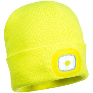 Portwest Wintermütze Beanie mit LED, B029, signalgelb, Strickmütze, Unisex, Universalgröße