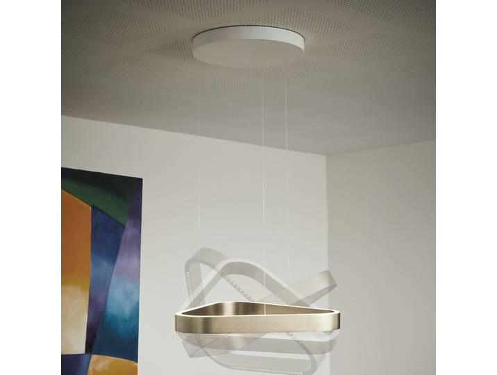 Trigon LED-Hängelampe, creme, 60 cm, Alu - LOOM DESIGN - Wohnzimmer - Modern - Aluminium - Dreieckig