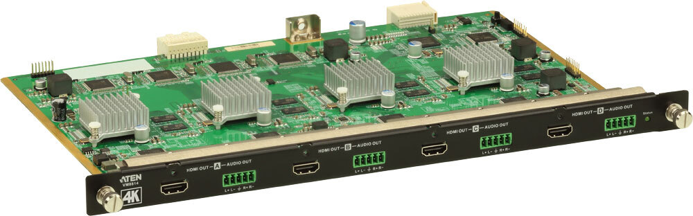 ATEN 4-Port 4K HDMI-Ausgabekarte mit Skalierer, HDMI, Metall, Grün, Grau, 15 m, 3840 x 2160, 4096 x 2160, 480p, 720p, 1080i, 1080p