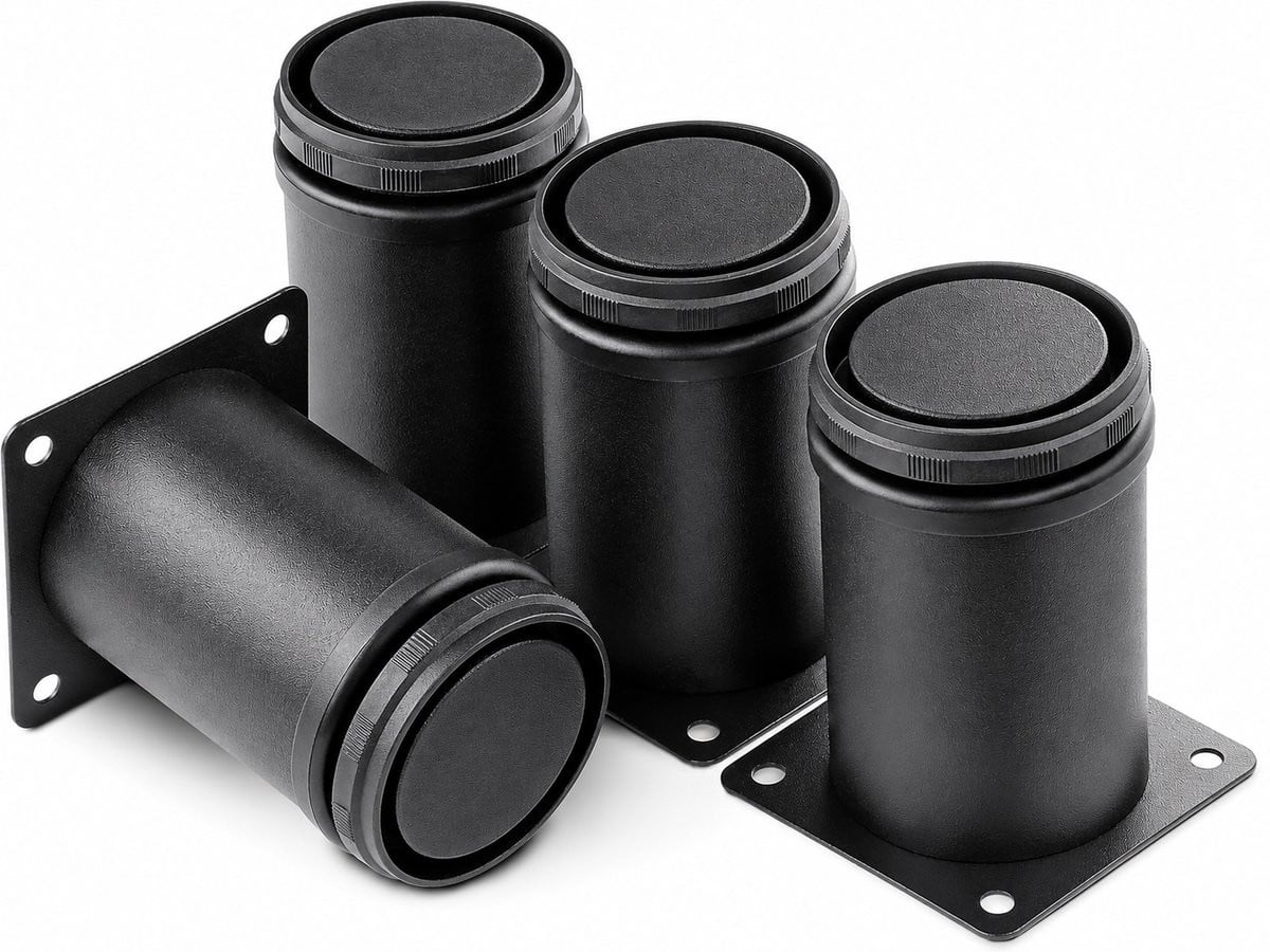 JustValue Meubelpoten Rond Metaal Verstelbaar - Set van 4 - Zwart - 8 cm