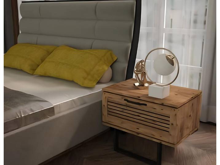 Xlmoebel Nachttisch Holz Nachttisch in natürlicher Optik mit Ablagefläche (1-St., Nachttisch), Hergestellt in Europa
