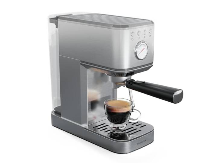 Klarstein SteelPresso Slim Siebträger Espressomaschine – 20 Bar, 1350W, 1,2L Wassertank, Dampfdüse, Edelstahlgehäuse, Kompakt, Einfache Bedienung