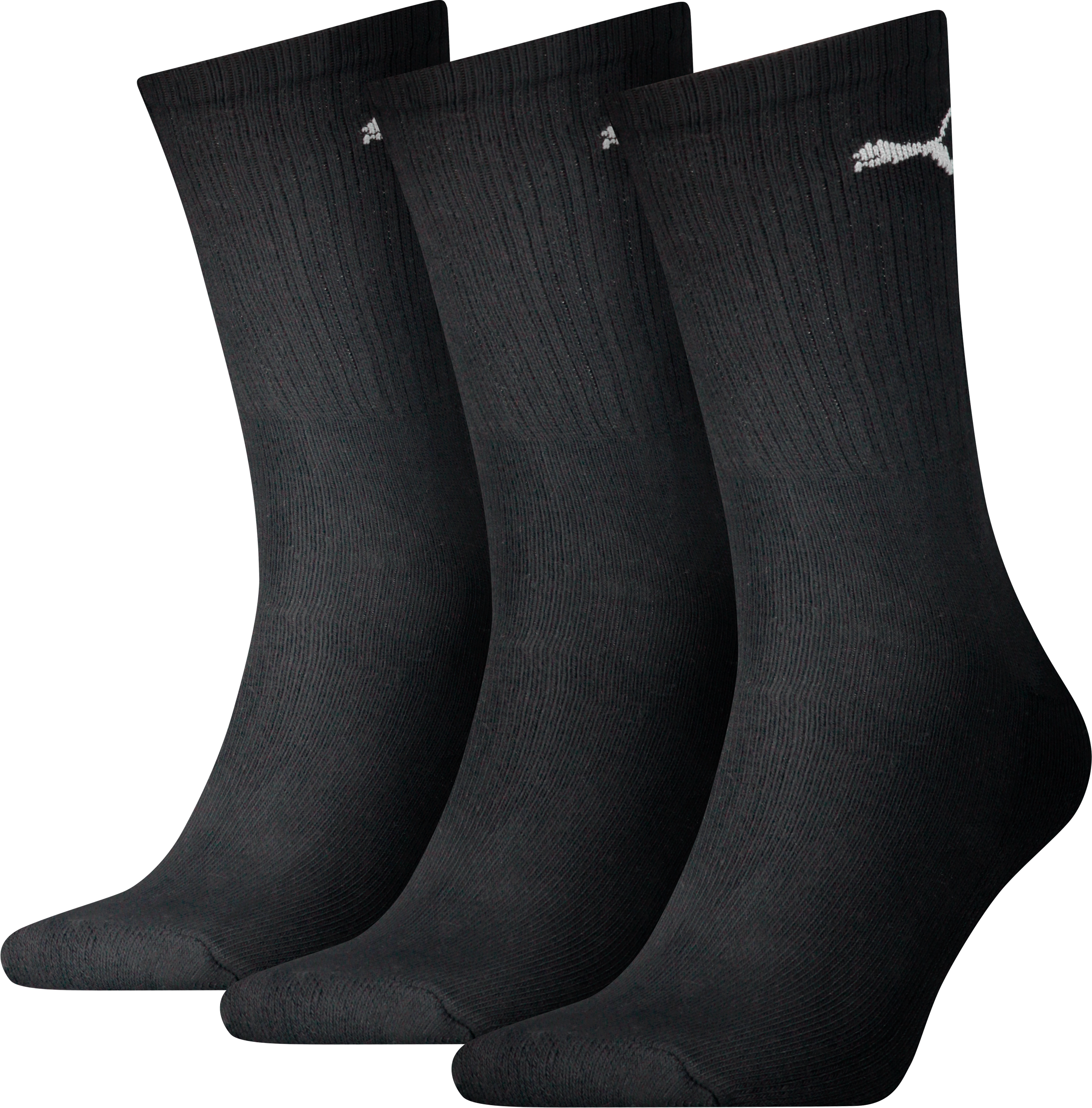 Socken PUMA "PUMA UNISEX CREW SOCK 3P", Herren, Gr. 47-49, schwarz, Baumwollmischung, normal, Socken Socken, mit farblichem Logo schwarz 47-49