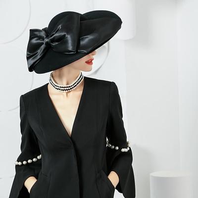 Damen-Hochzeitsparty-Hüte, eleganter, klassischer, femininer Stil, Wolle-Seiden-Hüte, Kopfbedeckung für Teeparty, Damentag-Kopfbedeckung, Kopfbedeckung