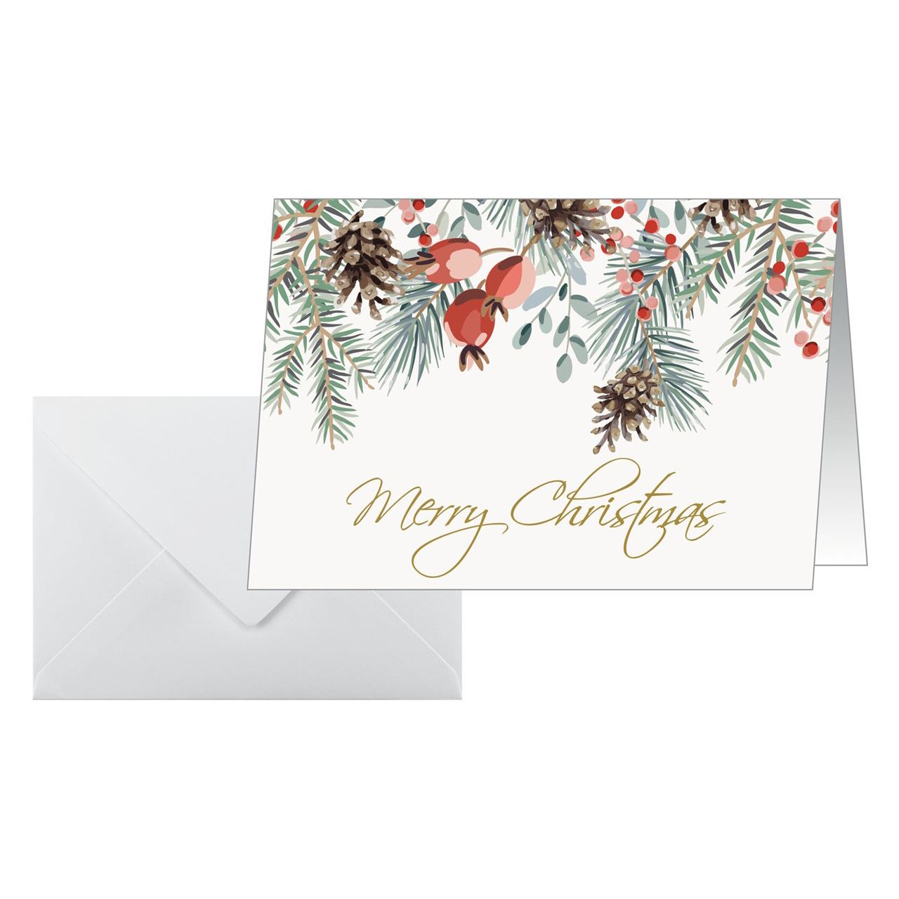 SIGEL 25 Weihnachtskarten Red Berries and pine Cones DIN A6