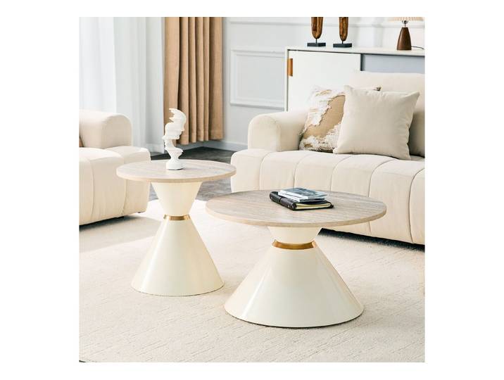 OKWISH Couchtisch Beistelltisch Sofatisch (mit stabilem Metallgestell für verschiedene Räume, 2-St., mit stabilem Metallgestell für verschiedene Räume), platzsparende Wohnzimmertische in Holzoptik