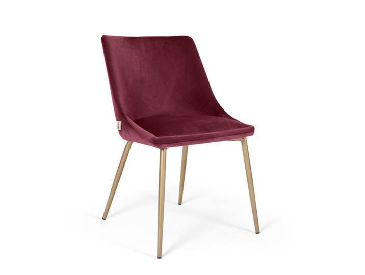 Polsterstuhl weinrot mit Metallgestell in Gold