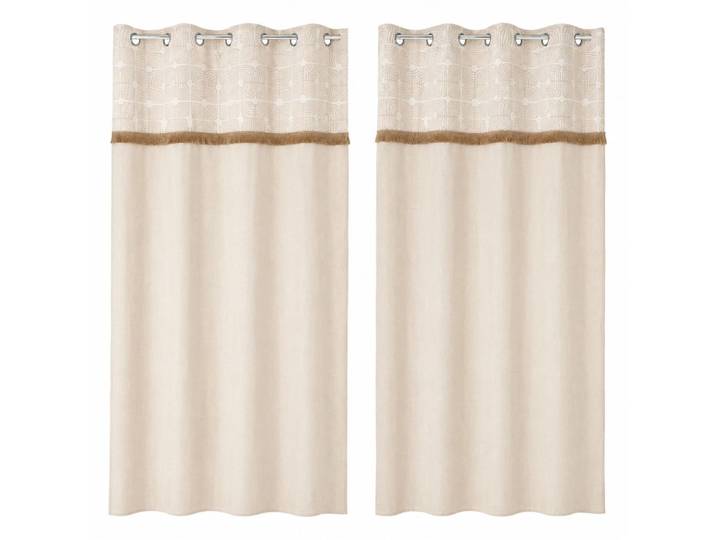 Lot 2 rideaux en coton beige 140x260 cm