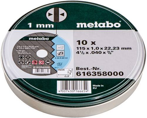 Metabo 616358000 Trennscheibe gerade 115mm 10 St. Stahl, Edelstahl