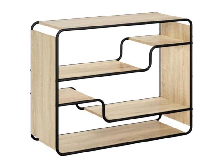 GHVBNMF Sideboard Kommode Sonoma-Eiche 98x37,5x75,5 cm Küchenanrichte Vier offene Fächer schaffen übersichtliche Stellfläche in Esszimmer oder Flur, gestützt durch verzinkten Stahl.