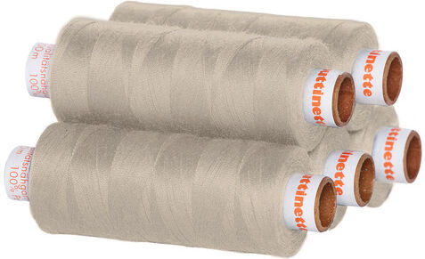 buttinette Universal-Nähgarn, Stärke: 100, 5er-Pack, leinen