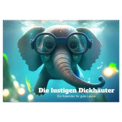 Die lustigen Dickhäuter. Ein Kalender für gute Laune (Wandkalender 2027 DIN A2 quer), CALVENDO Monatskalender