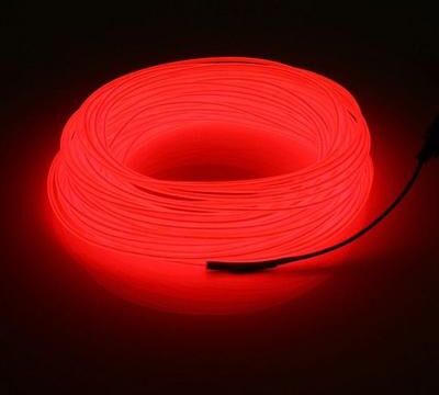 The Cart Load Neon LED Light Glow EL Wire Strip, Tube Rope, Party Car Decor With Controller Vibrant Lighting For Home, Car 15ft car Cigarette red