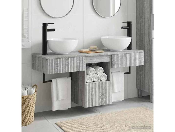 Ensemble de mobilier de salle de bain 3 pc Sonoma gris 3405593