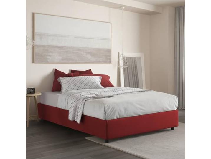 Talamo Italia - Doppelbett Chloe, Bettkasten aus Stoff, Öffnung vorne, geeignet für Matratze 140x200 cm, 100 % Made in Italy, Rot