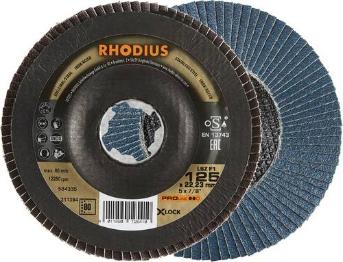 Rhodius 211394 LSZ F1 X-LOCK Fächerschleifscheibe Körnung (num) 80 Edelstahl, Stahl 10St.