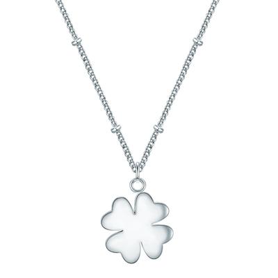 Kette ohne Anhänger EASTSIDE "ES378", silber, Halsketten, Damen, 40,0cm Basiskette + 5,0cm Verlängerung, B: 0,6mm, mit Kleeblatt-Anhänger, B:0,6mm