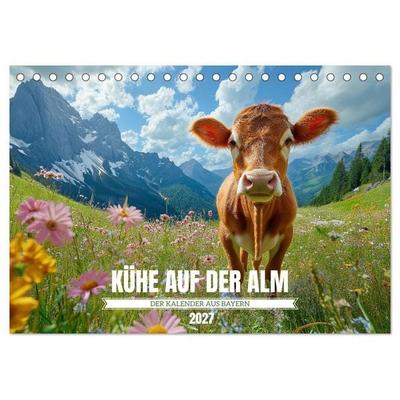 KÜHE AUF DER ALM – Der Kalender aus Bayern (Tischkalender 2027 DIN A5 quer), CALVENDO Monatskalender