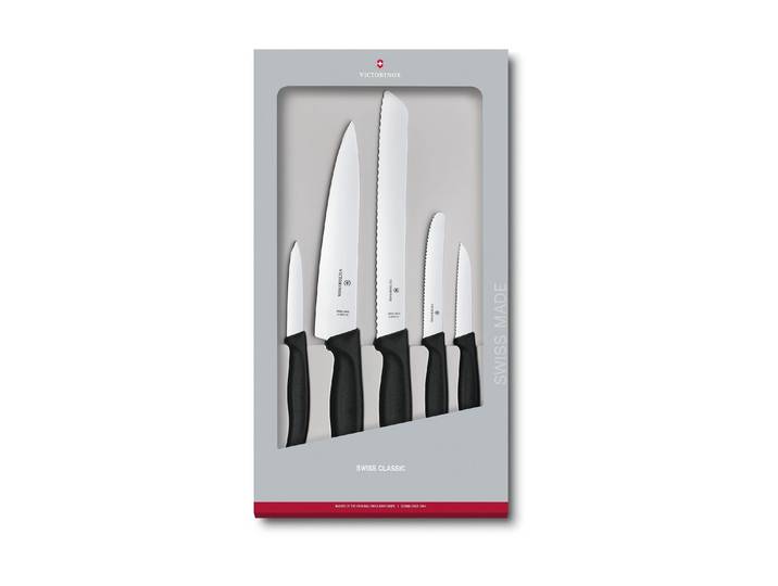 Messer-Set VICTORINOX Messerset 5 Teilig , schwarz, Edelstahl, Kochmesser-Sets, Messer-Set
