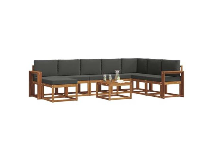 KTHLBRH Sofa-Set für den Außenbereich, 9-teilig, Akazienholz Modulares Lattenrost mit Kissen für Garten und Terrasse