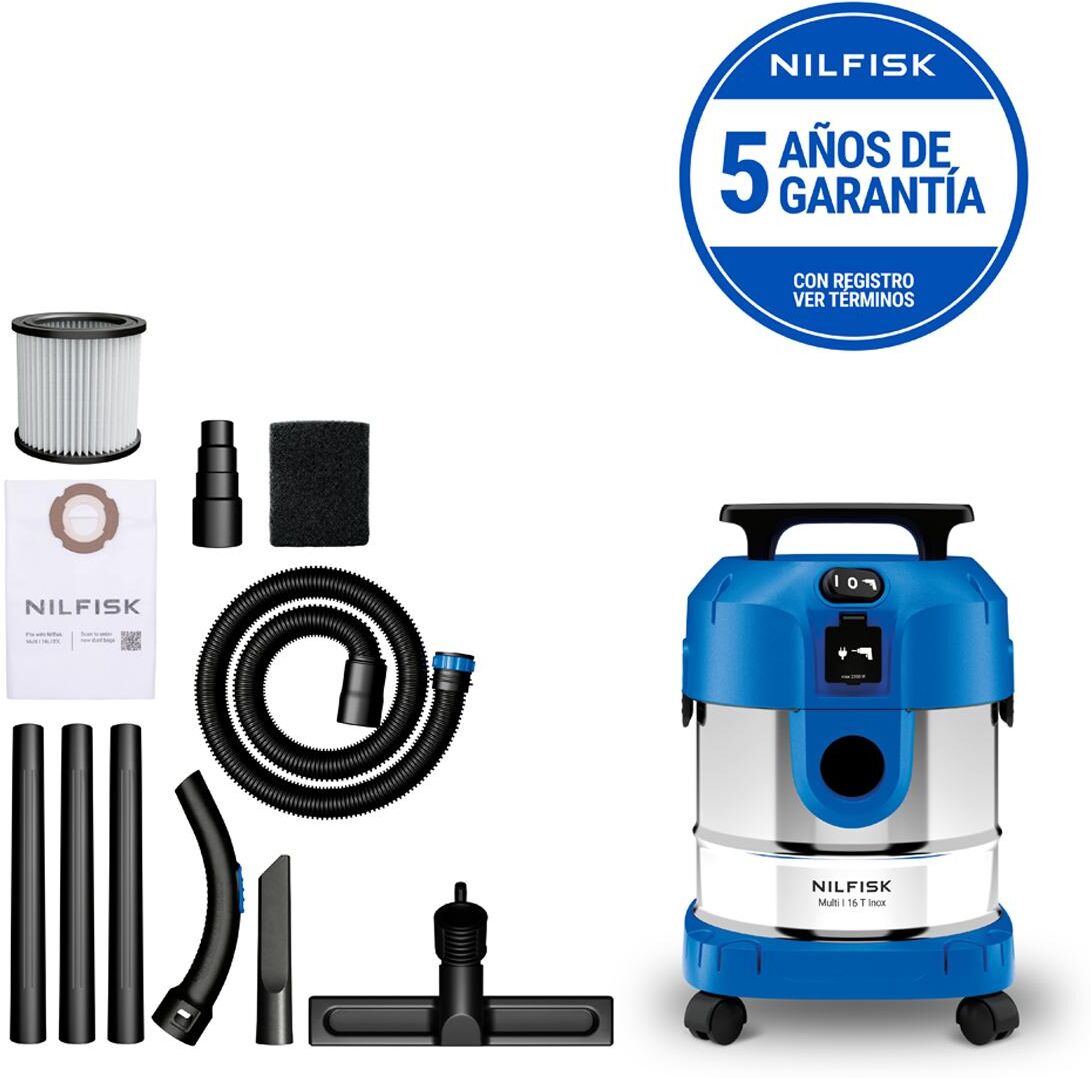 Nilfisk Aspirador multiusos agua y polvo Multi I 16L T Inox. Inox