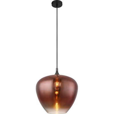 GLOBO LIGHTING Hängeleuchte "MAXY", braun (schwarz, kupferfarben), 1, Ø 40cm H: 120cm, 1 Stk., Leuchten, Hängelampe Glas gefärbt, klar verlaufend, Esszimmer Esstisch, Hängeleuchte