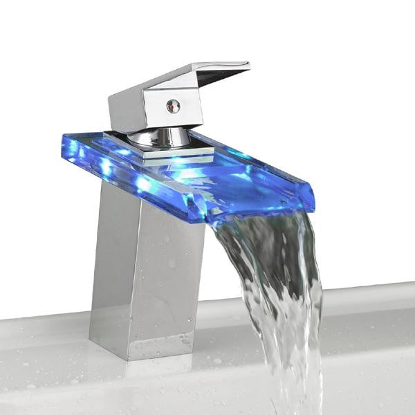 Eaxus LED RGB waterval glazen wastafelmengkraan chroom