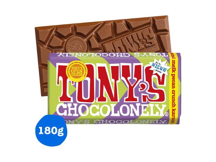 Tony's Chocolonely Melk Pecan Karamel Chocoladereep - 180 g